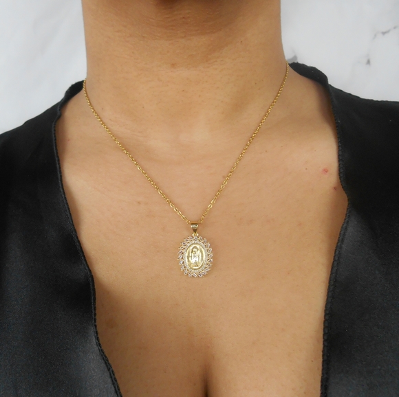 24k Gold Filled Virgin Mary Necklace - Picture 1 of 8